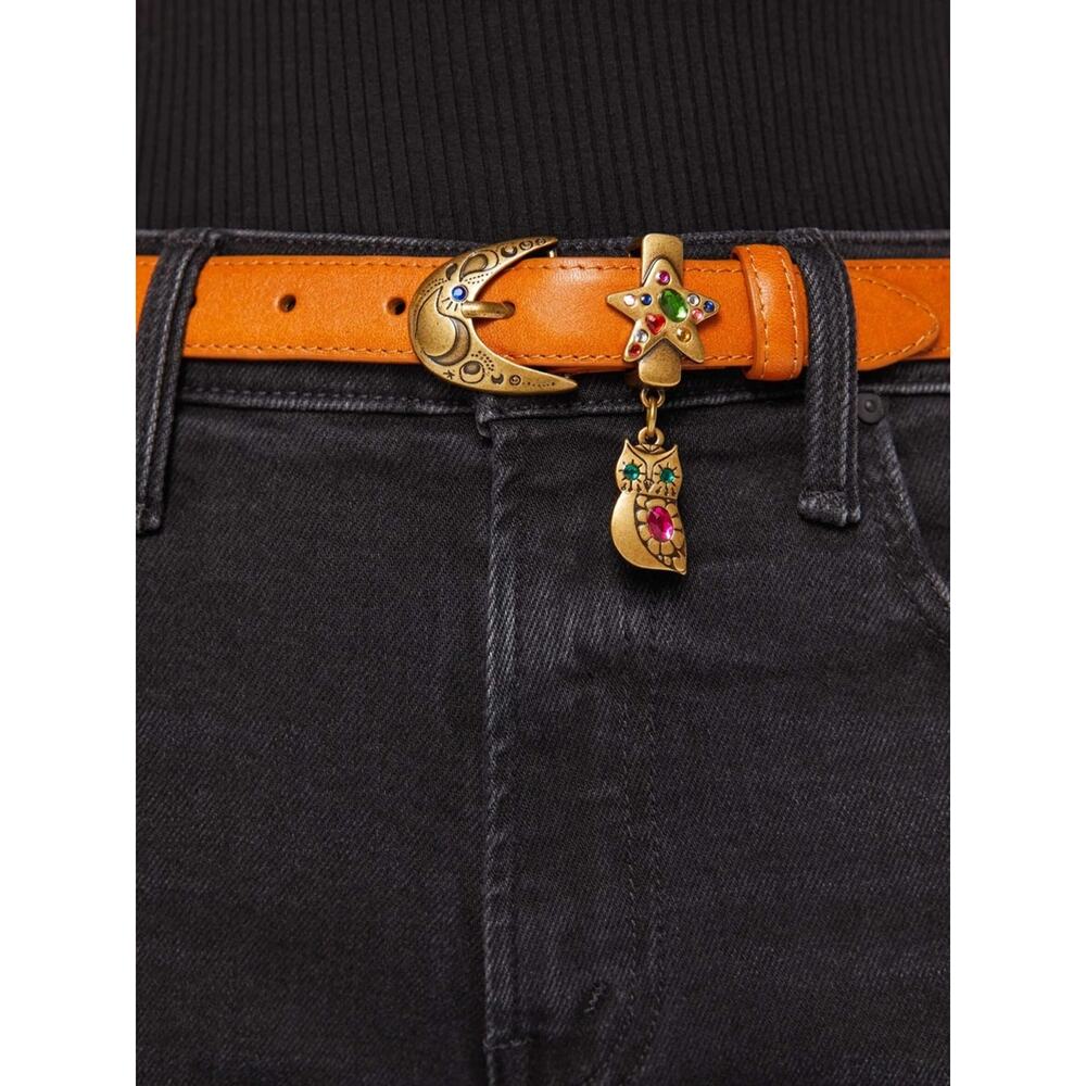 MOTHER DENIM The Charm School Brown Leather Belt S - Picture 4 of 10